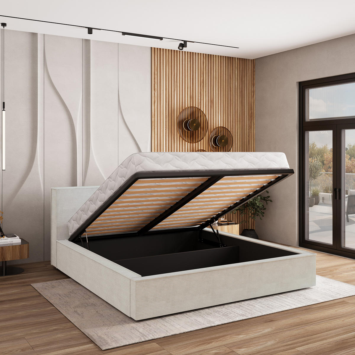 POLSTERBETT CELORA 140x200 cm mit Bettkästen - Creme - Creme, Holz (140/200cm) - MASSENO