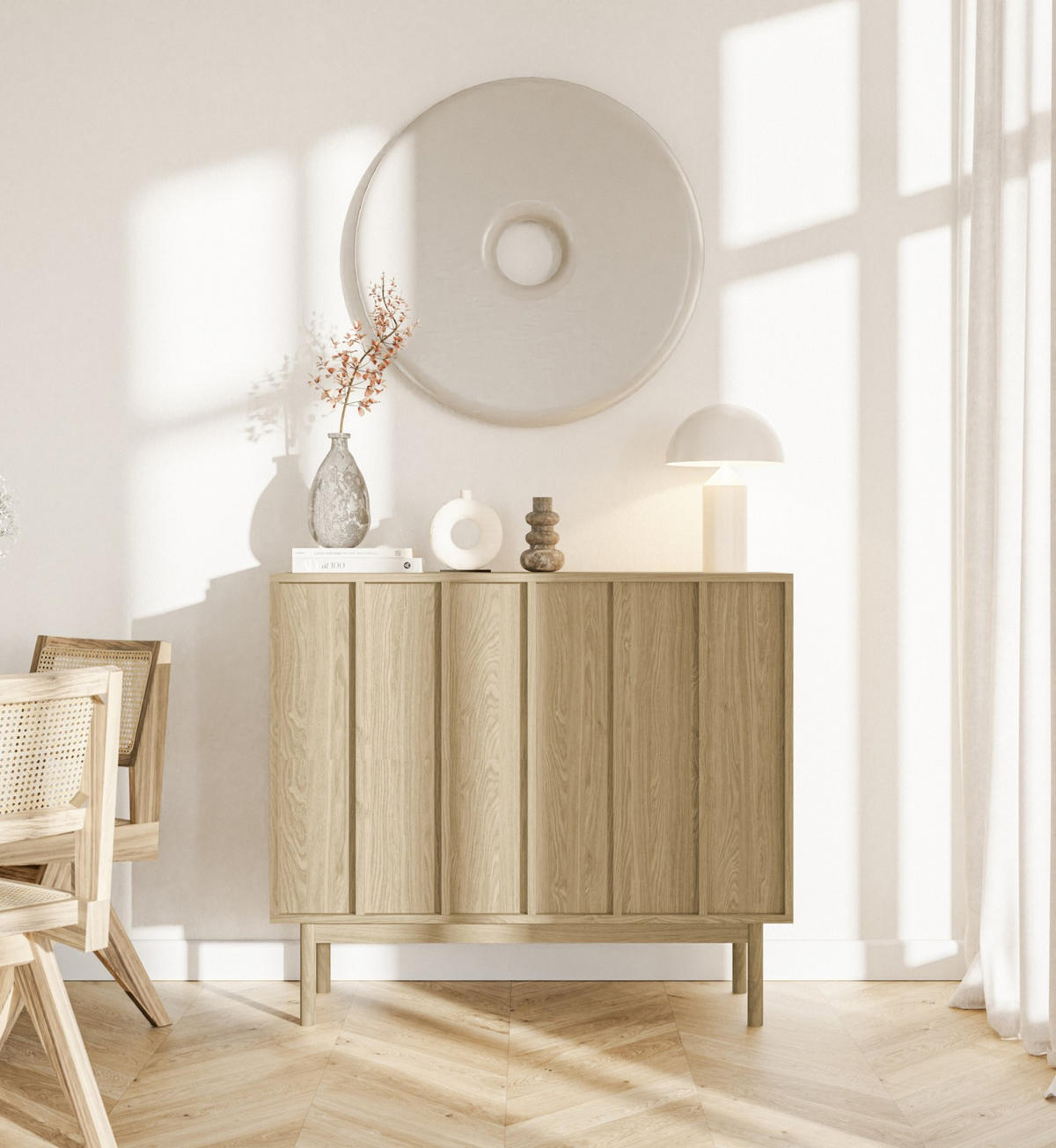 SIDEBOARD Neksto Eichenholzoptik 100 cm - Beige, Holz/Holzwerkstoff (100.2/87/40cm) - Selsey