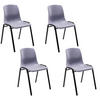 STUHL 4er Set Kunststoff grau - Schwarz/Grau, Kunststoff/Metall (47/76/52cm) - CLP