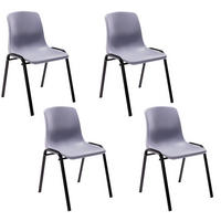 STUHL 4er Set Kunststoff grau - Schwarz/Grau, Kunststoff/Metall (47/76/52cm) - CLP