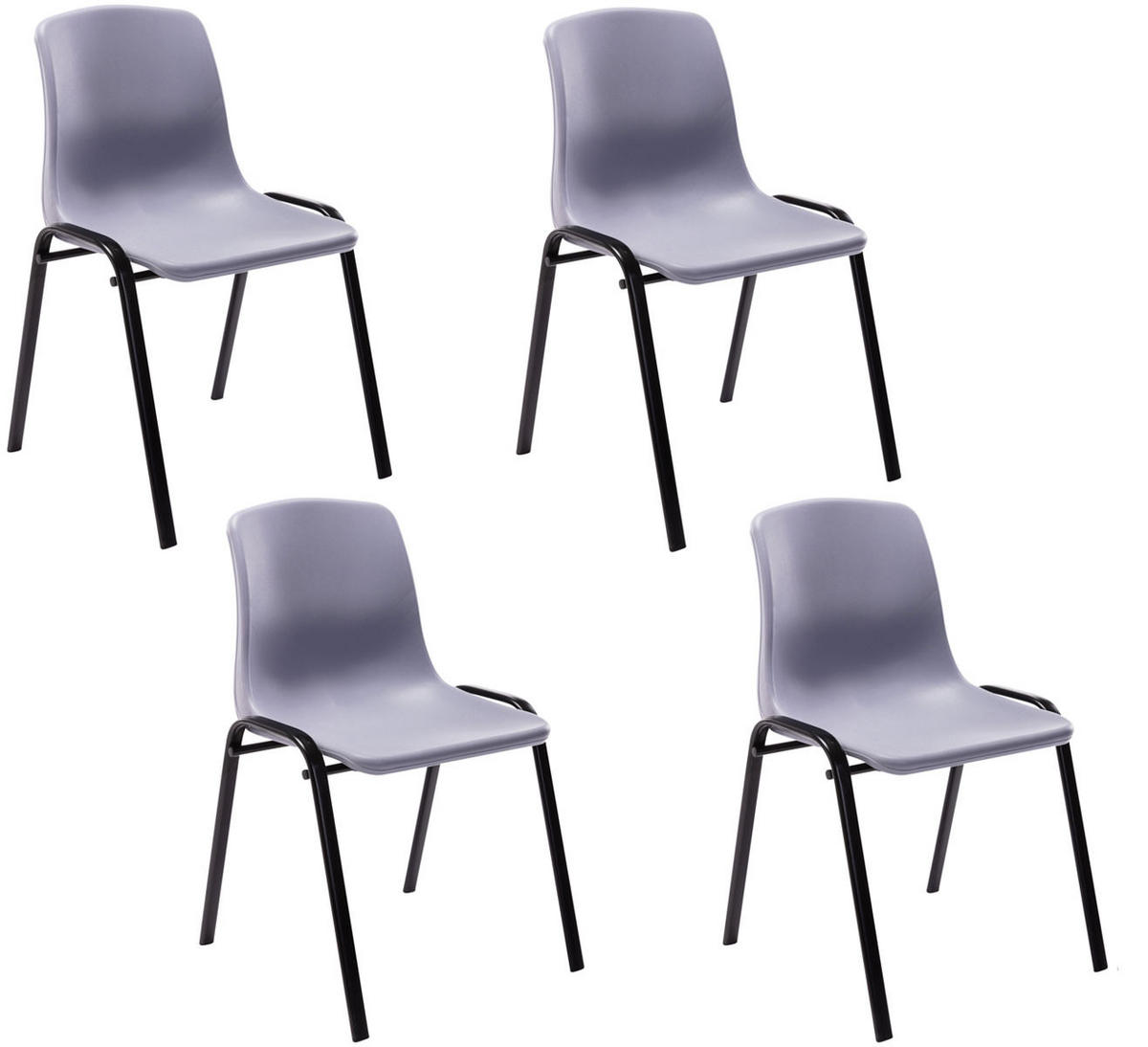 STUHL 4er Set Kunststoff grau - Schwarz/Grau, Kunststoff/Metall (47/76/52cm) - CLP