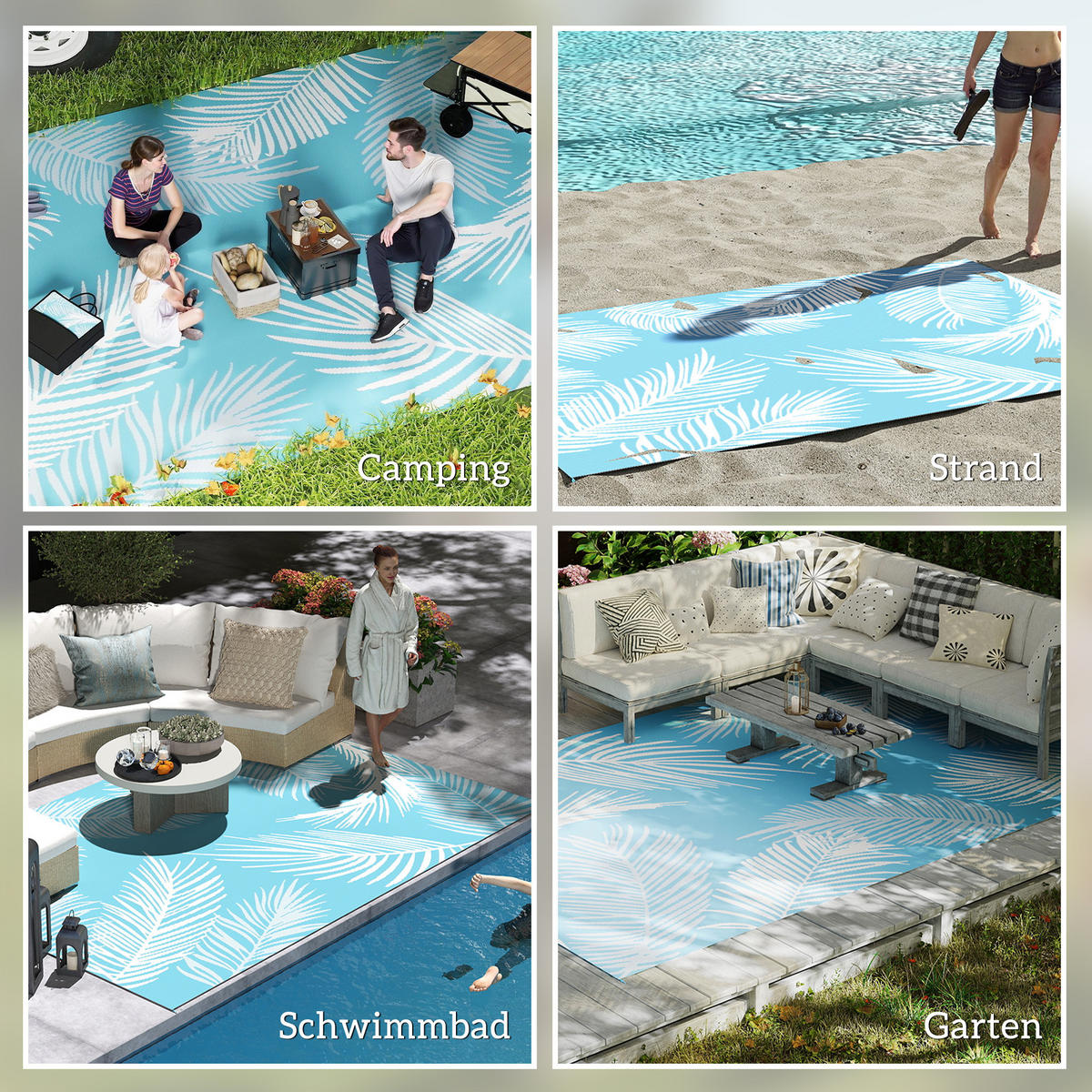 OUTDOORTEPPICH aus Kunststoff Hellblau - Hellblau, Kunststoff (182/274cm) - Outsunny