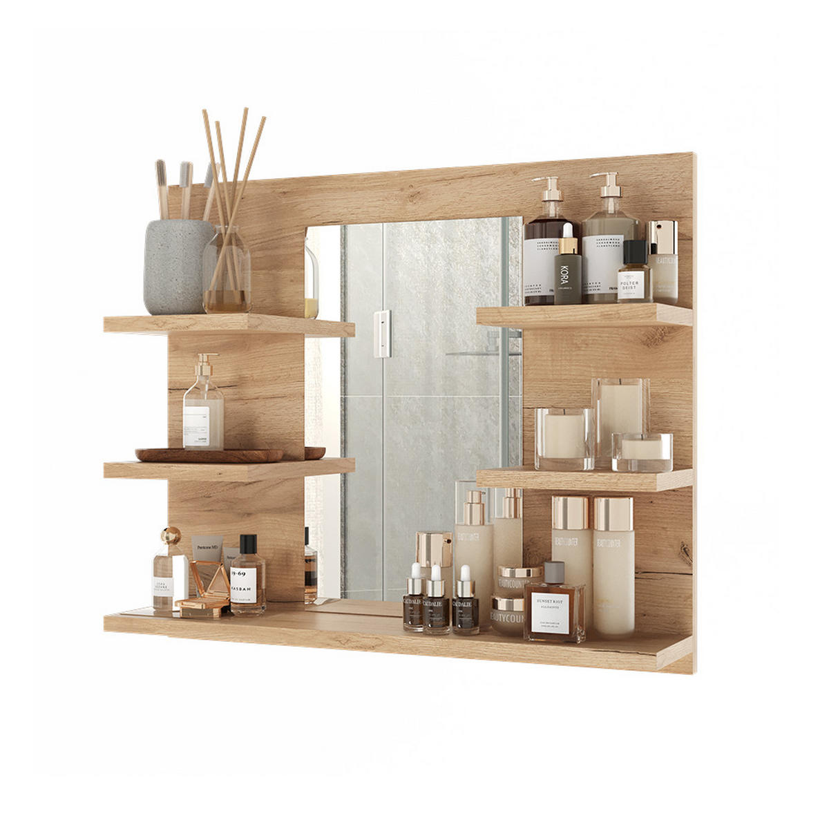 KOUPELNOVÁ ZRCADLOVÁ SKŘÍŇKA Wilbur Zlatý mocný dub - medově dubová, kompozitní dřevo (58.8/50/13.6cm) - Vicco