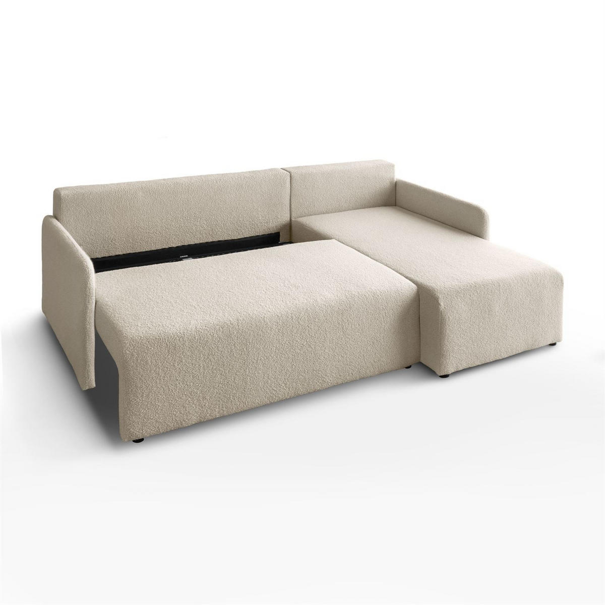 ECKSOFA CUDDLE mit Schlaffunktion und Bettkasten, Quelle 03 - Creme, Textil (213/145cm) - Lookway