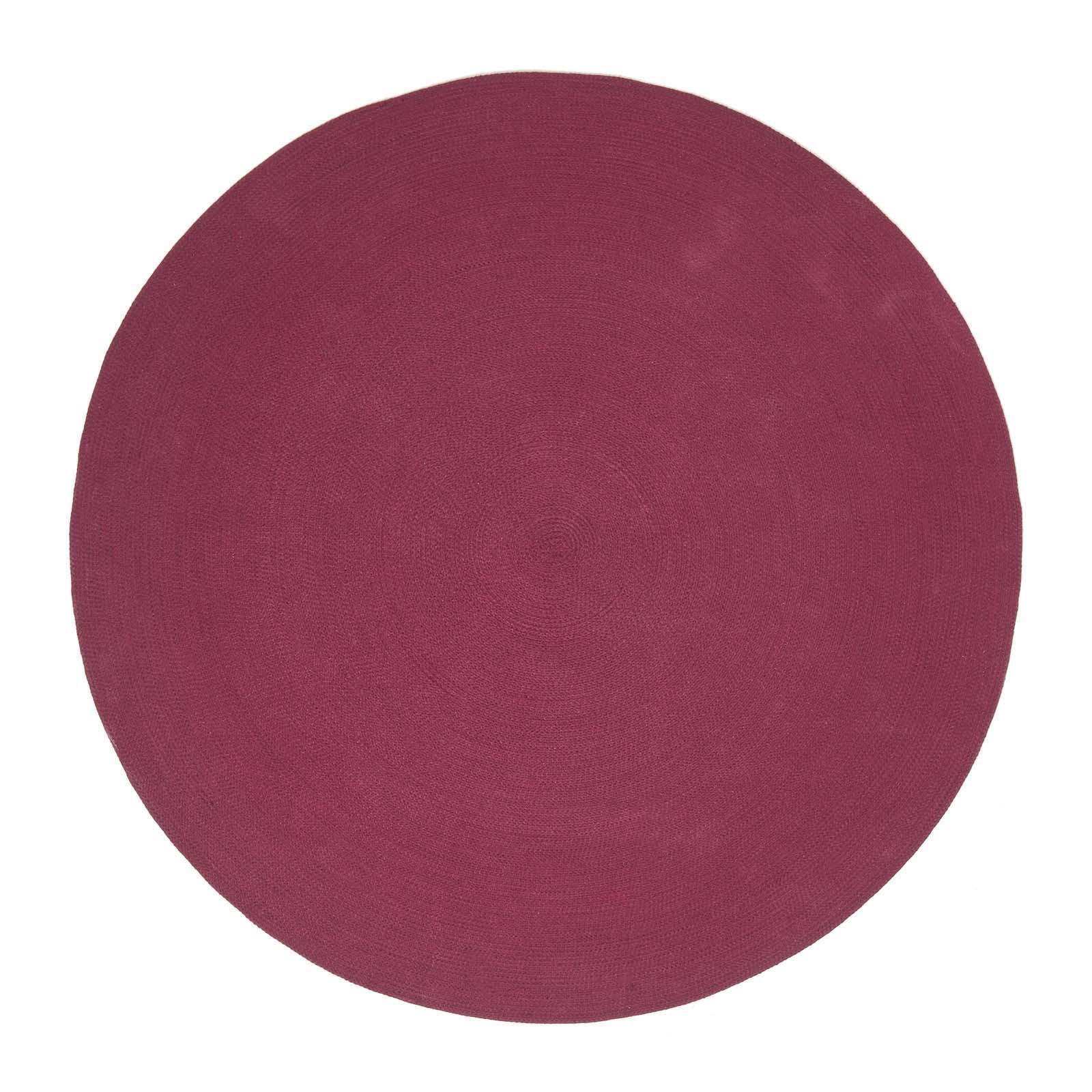 TEPPICH geflochten rund 120 cm - Weinrot, Textil (120/120cm) - Homescapes