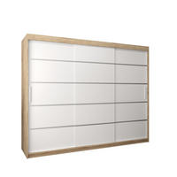 SCHWEBETÜRENSCHRANK 200/250/62 3-türig - Silberfarben/Weiß, Holz/Kunststoff (250/200/62cm) - Abiks Möbel