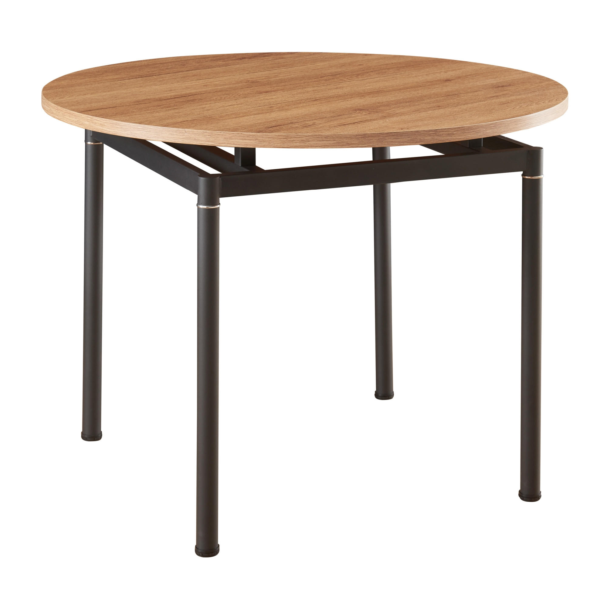 ESSTISCH Hemnes - Eichefarben/Schwarz, Holzwerkstoff/Metall (100/100/75cm) - [en.casa]
