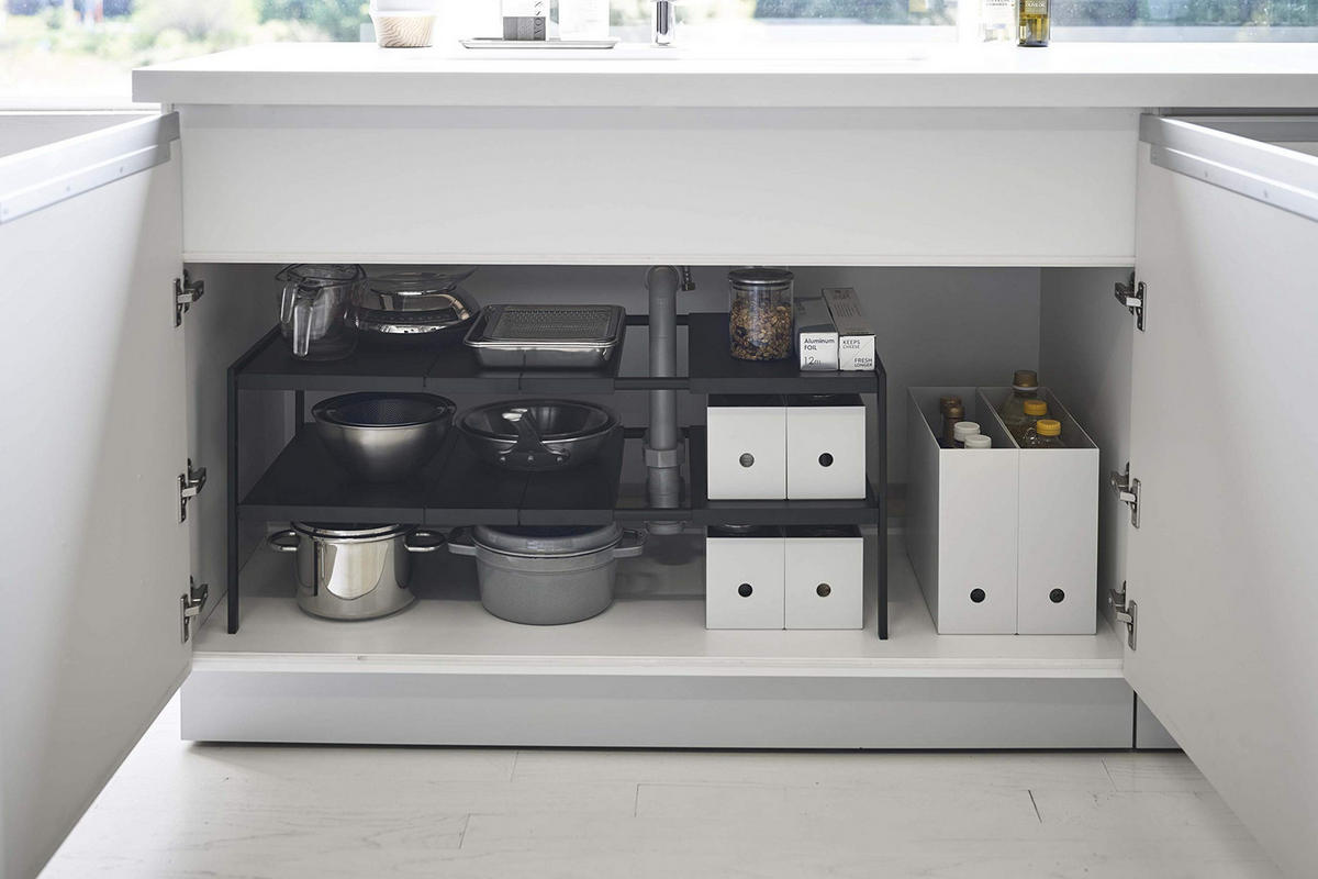 KÜCHENREGAL Tower 4949 Schwarz Metall 35 x 50–85 x 30 cm - Schwarz, Metall (85/35/30cm) - Yamazaki