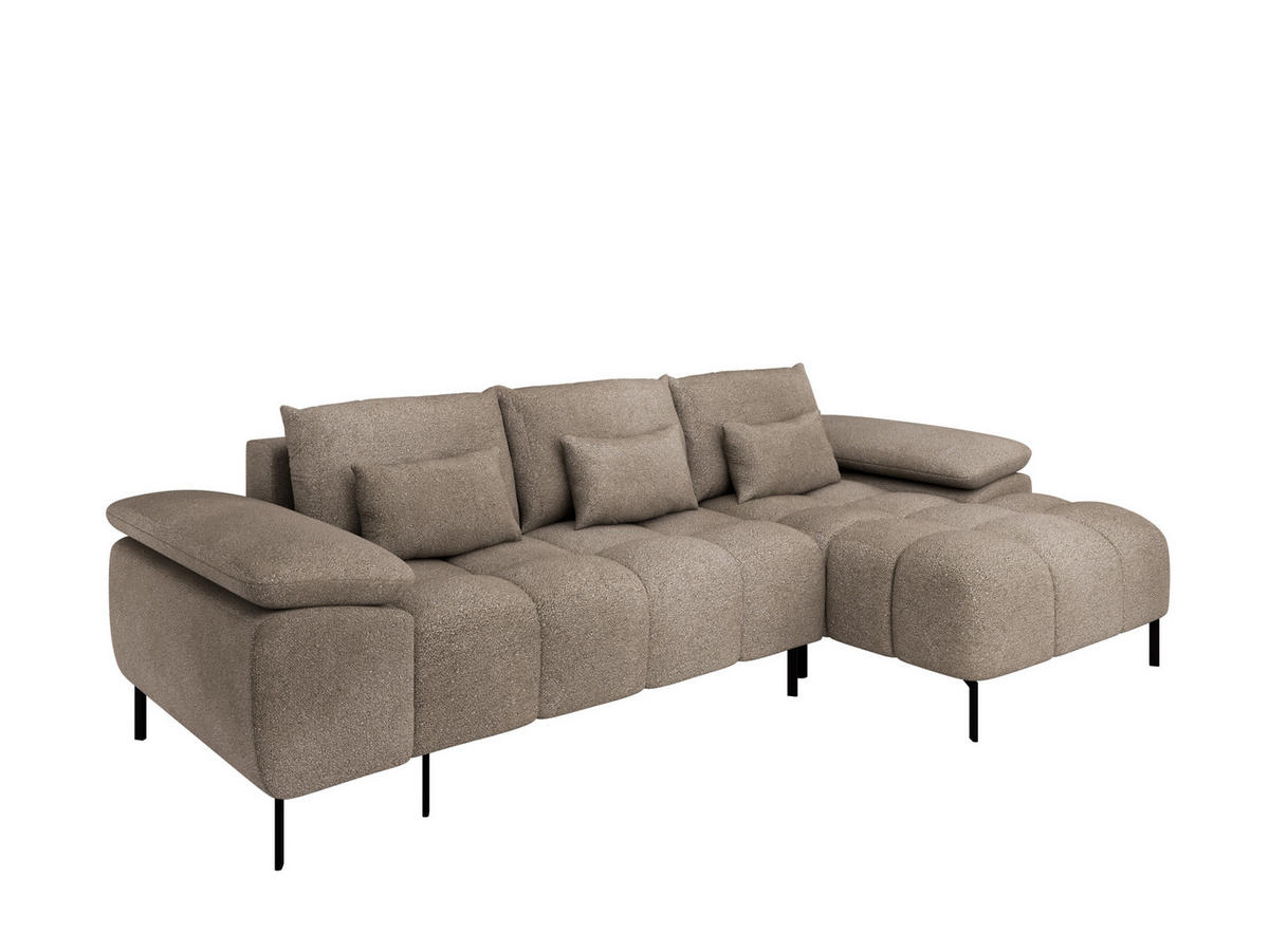ECKSCHLAFSOFA 4-Sitzer DOLUS – Modernes Ecksofa mit Schlaffunktion Links montierbar , Taupe - Taupe, Holz (141/277cm) - Panda Möbel