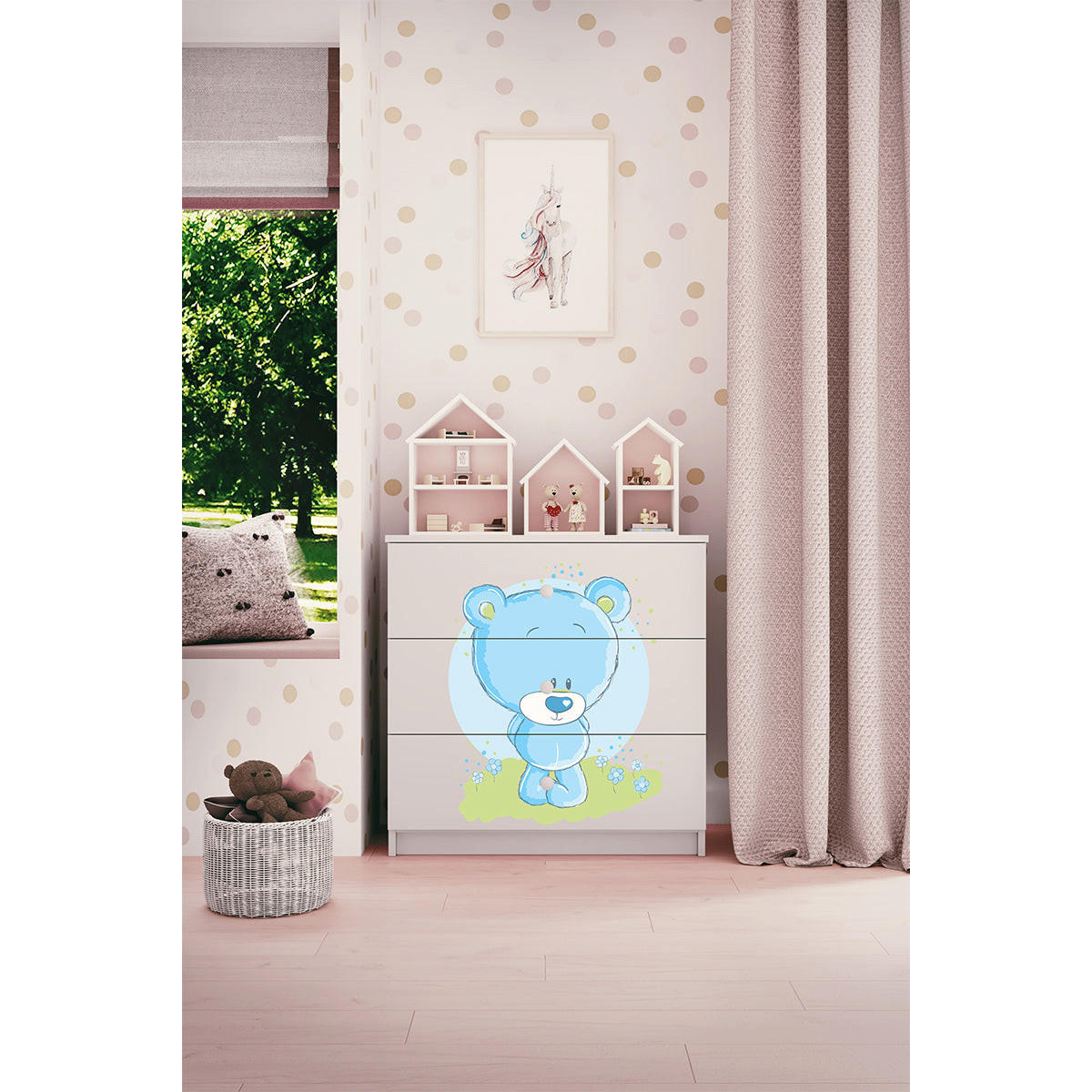 BYRÅ Babydreams Blåbjörn 81/81/41 - Vit, Träbaserade material (81/80/41cm) - Petits-meubles