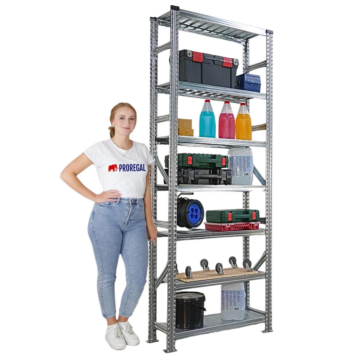 FACHBODENREGAL Proximo 250x270x40cm 7 Ebenen Beidseitig nutzbar Verzinkt - Silberfarben, Metall (270/250/40cm) - PROREGAL