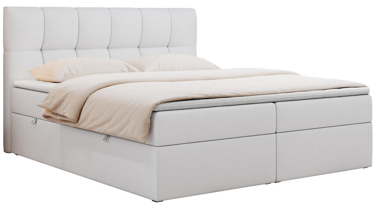 BOXBETT RICO 120/200 Weiß Kunstleder - H3 - Weiß, Holz/Textil (120/200cm) - MKS