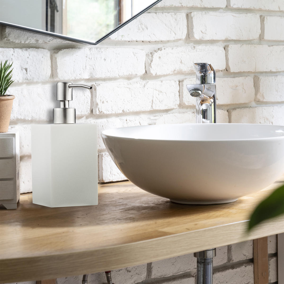 SEIFENSPENDER - Weiß, Kunststoff/Metall (7/17.5/8cm) - Relaxdays