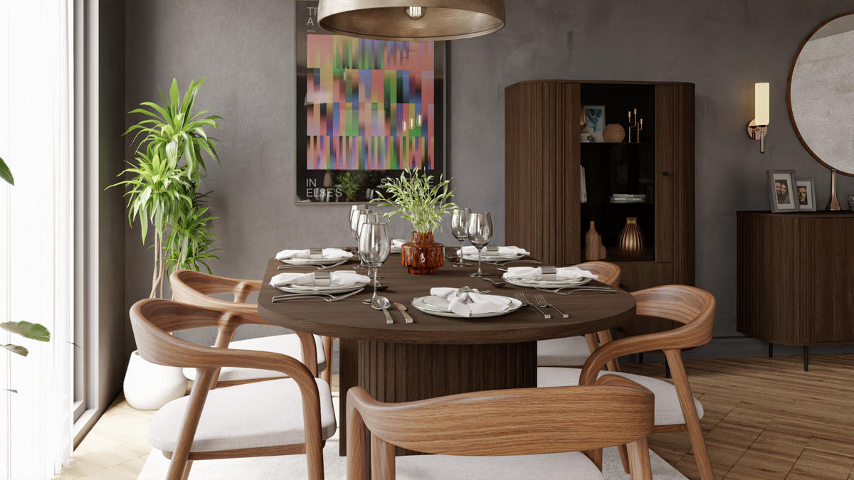 ESSTISCH Olivia ausziehbar 100–188 x 100 x 75 cm mit abgerundeter Tischplatte und Lamellenfuß, dunkelbraun - Dunkelbraun, Metall (100/100/75cm) - Margaret Hadas24