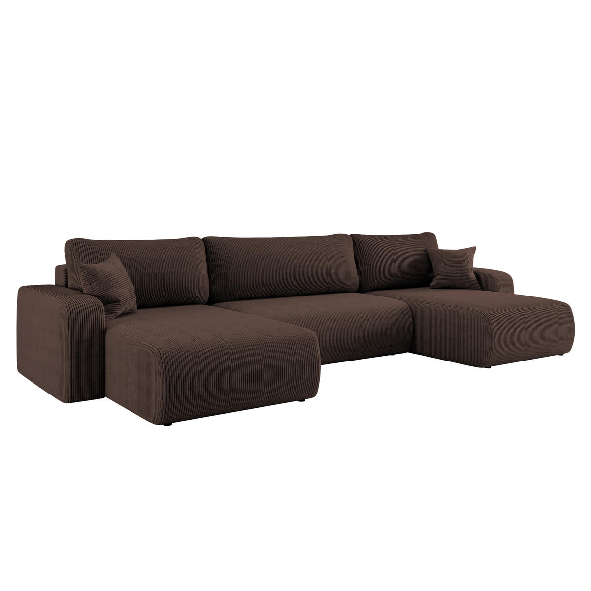 ECKSOFA U-Form Mit Schlaffunktion Und Bettkasten MILANO Dicker Cord Braun - Braun, Holz/Textil (312/145cm) - Kaiser Möbel
