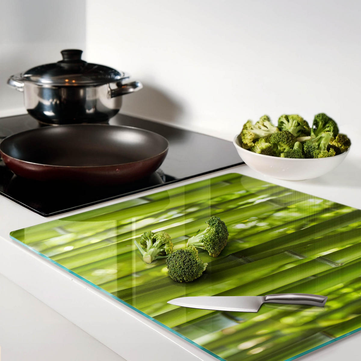 GLASPLATTE 60x52 cm Bambus - Grün, Glas (60/0.4/52cm) - TULUP