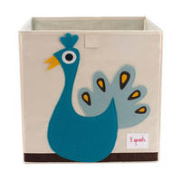 AUFBEWAHRUNGSBOX Pfau 33x33x33cm - Naturfarben, Textil (33/33cm) - 3Sprouts