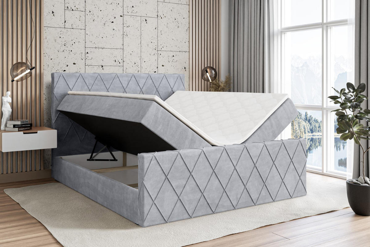 BOXBETT LEPARO-Z - 180 x 200 - H3 - Hellgrau - Grau, Holzwerkstoff (180/200cm) - ALTDECOR