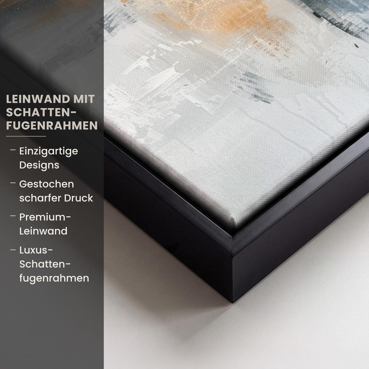 LEINWAND Bilder mit Rahmen - Kunst - Grau - Gold - Abstrakt - 30x40 - Dunkelgrau, Textil (30/40cm) - MuchoWow