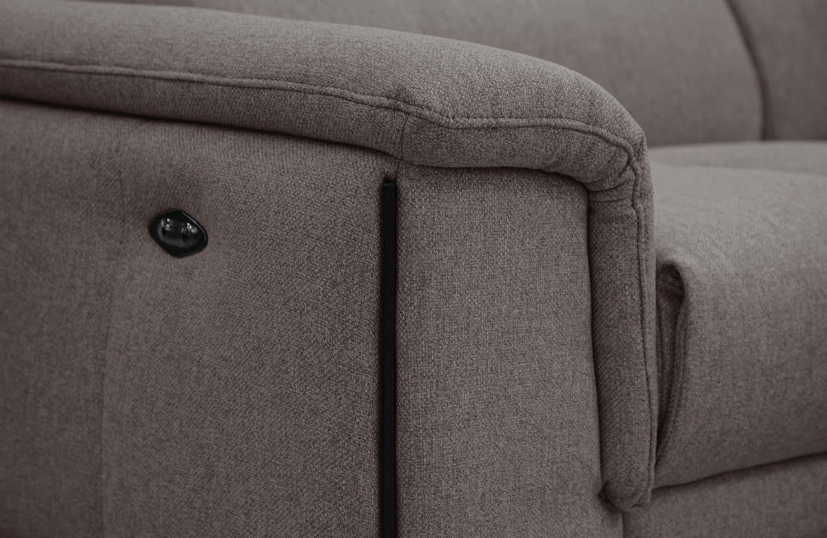 RELAXSOFA MATERA 3-Sitzer mit 2 Relaxfunktionen, braun - Schwarz/Braun, Holzwerkstoff/Textil (212/82/103cm) - Courtois Laville