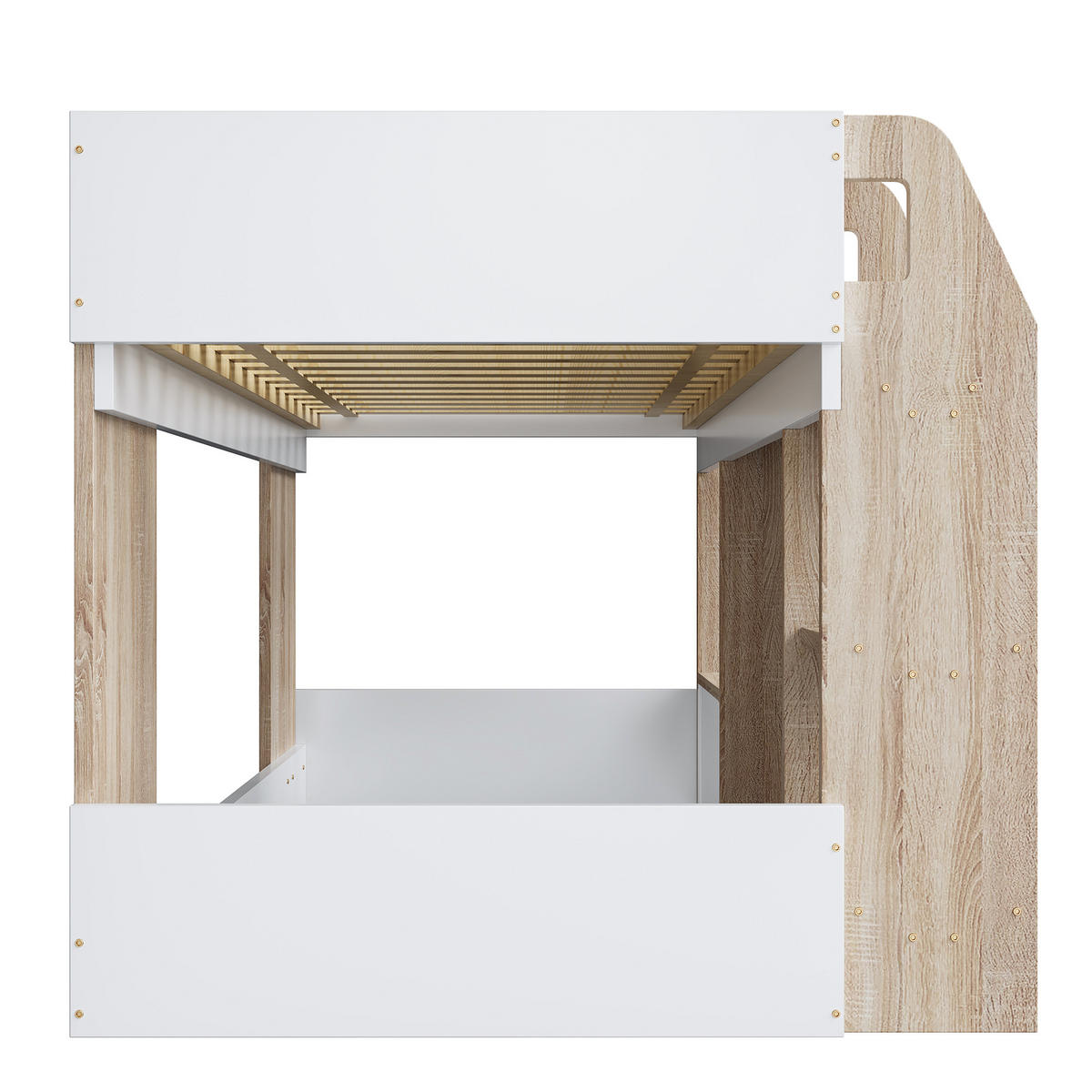 HOCHBETT aus Holz 90x200 cm in Rosa mit Leiter & Stauraum - Rosa, Holzwerkstoff (90/200cm) - Modfu