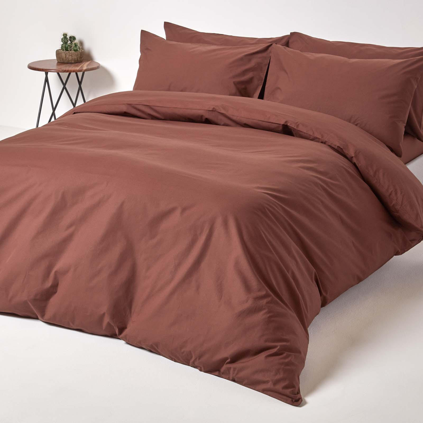 BETTWÄSCHE Perkal Fadendichte 200 - Braun, Textil (135/200cm) - Homescapes