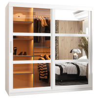 SCHWEBETÜRENSCHRANK 200/180/62 2-türig - Silberfarben/Weiß, Holz/Kunststoff (180/200/62cm) - Abiks Möbel