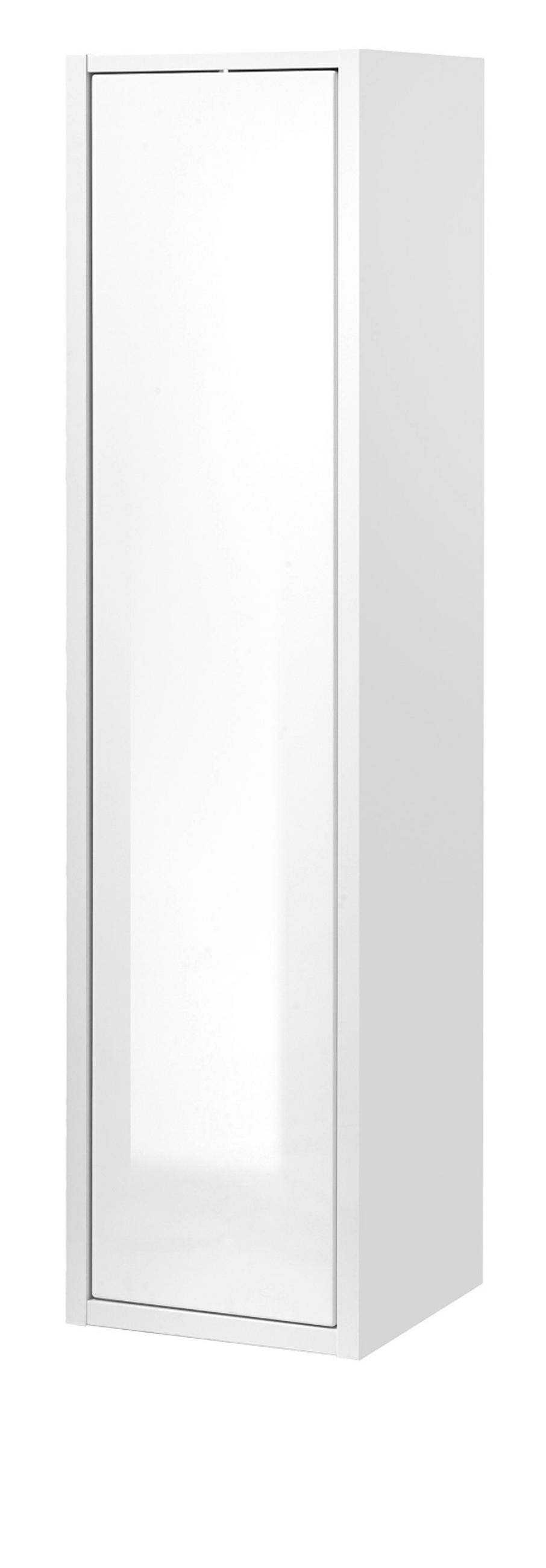 HOCHSCHRANK weiß Hochglanz hängend, Badschrank mit Push-to-Open - Weiß Hochglanz, Holzwerkstoff (30/119/30cm) - Furn.Design