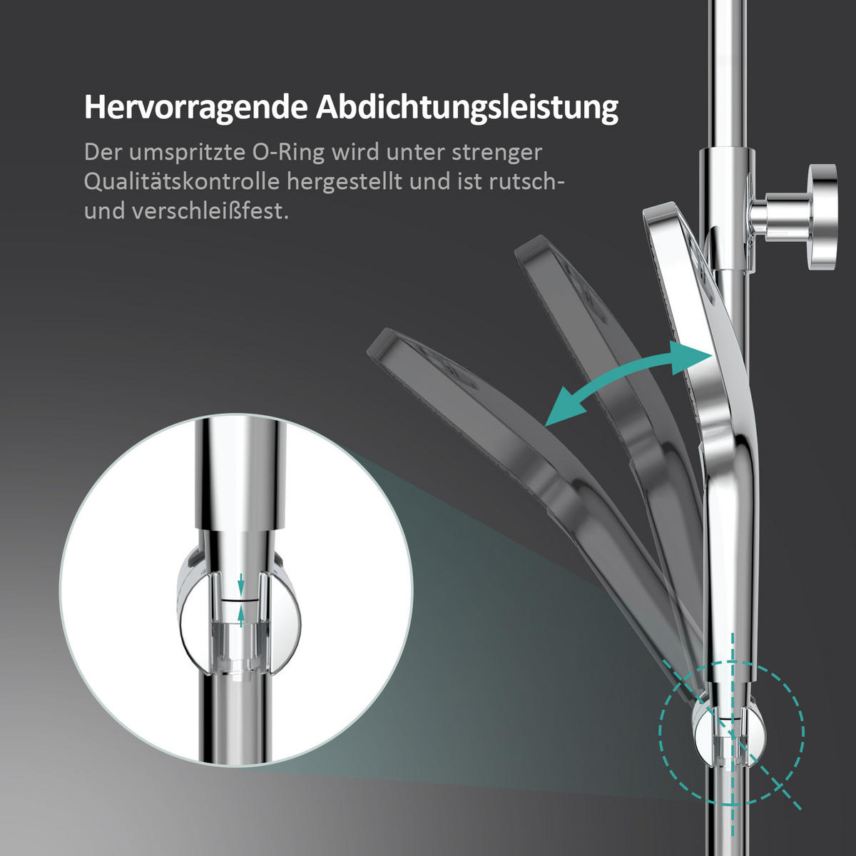 ÜBERKOPFBRAUSESET mit Thermostat Aufputz Drei Wasserauslassmethoden Chrom - Chromfarben, Metall (66.5/198.6/71.1cm) - EMKE