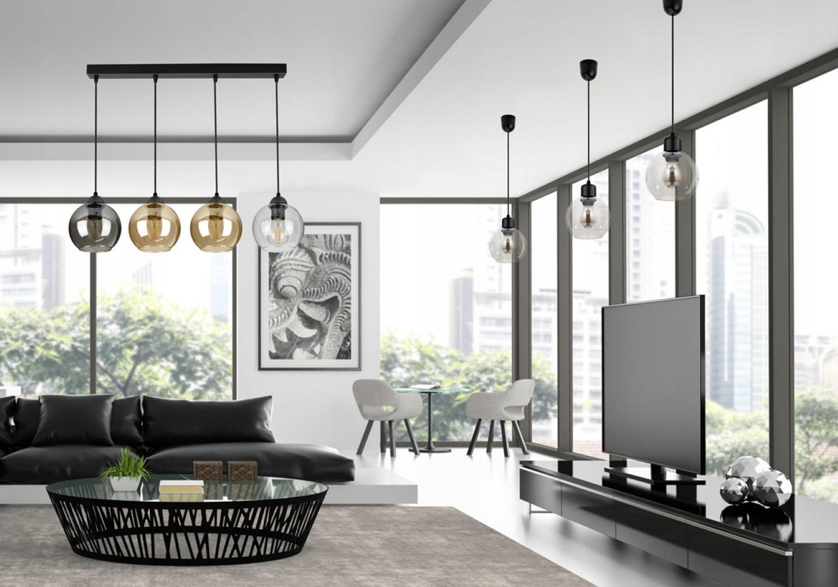 PENDELLEUCHTE HAGEN - Transparent/Schwarz, Glas/Metall (15/70/100cm) - kiki design