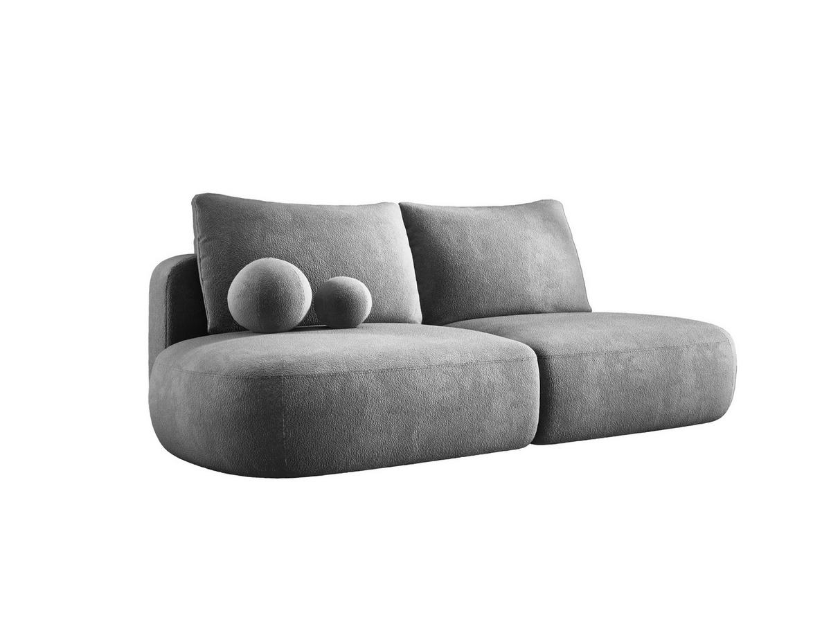 SCHLAFSOFA Moderne BABU mit Schlaffunktion – 3-Sitzer Sofa mit Bettkasten, DL-Automat, 2 Rückenkissen, 2 Zierkissen, 240x90x90 cm, Esche - Hellgrau, Holz/Textil (240/90/90cm) - DomoHome