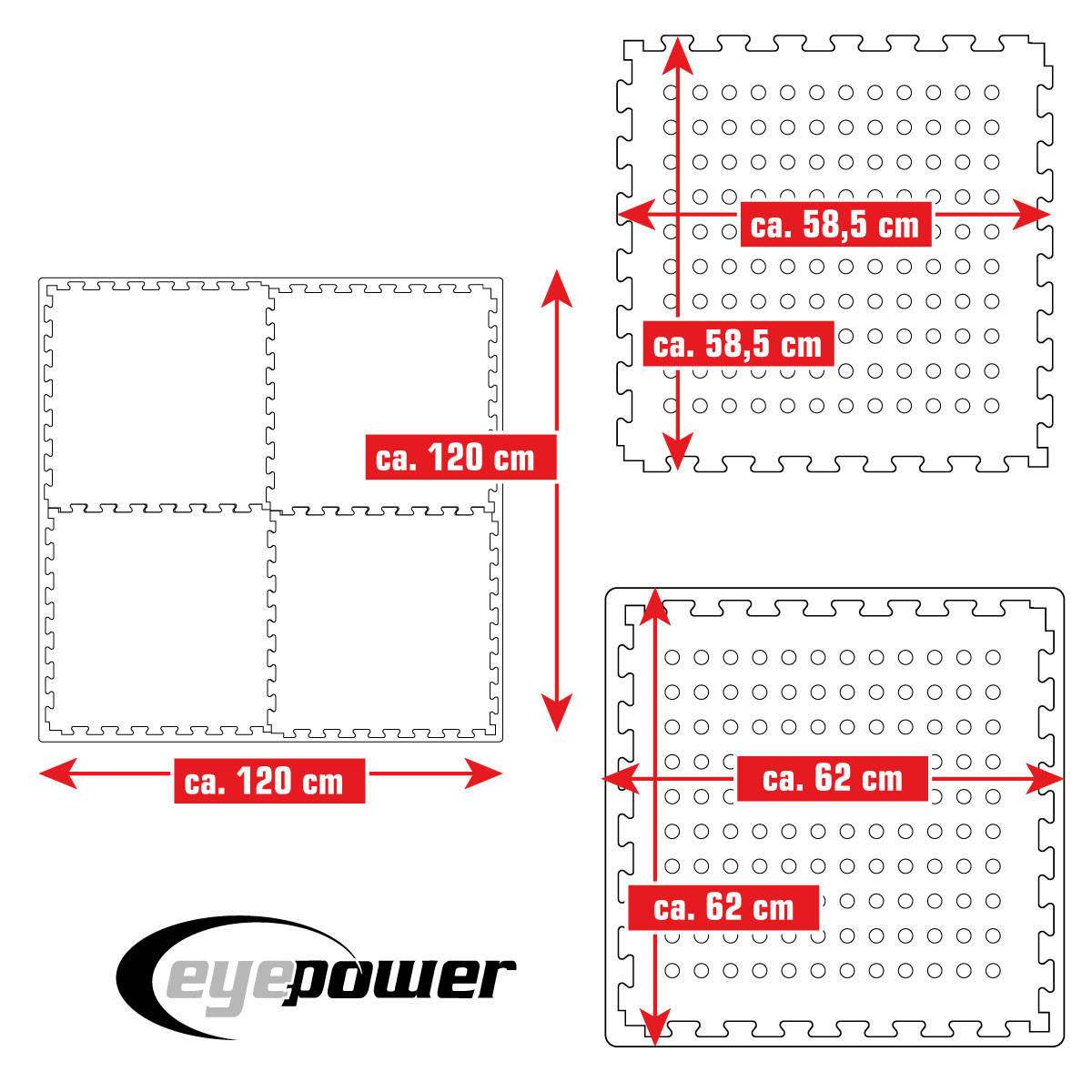 POOLMATTEN 1,59m² 4 EVA Matten 62 cm Grün - Grün, Kunststoff (62/62cm) - eyepower