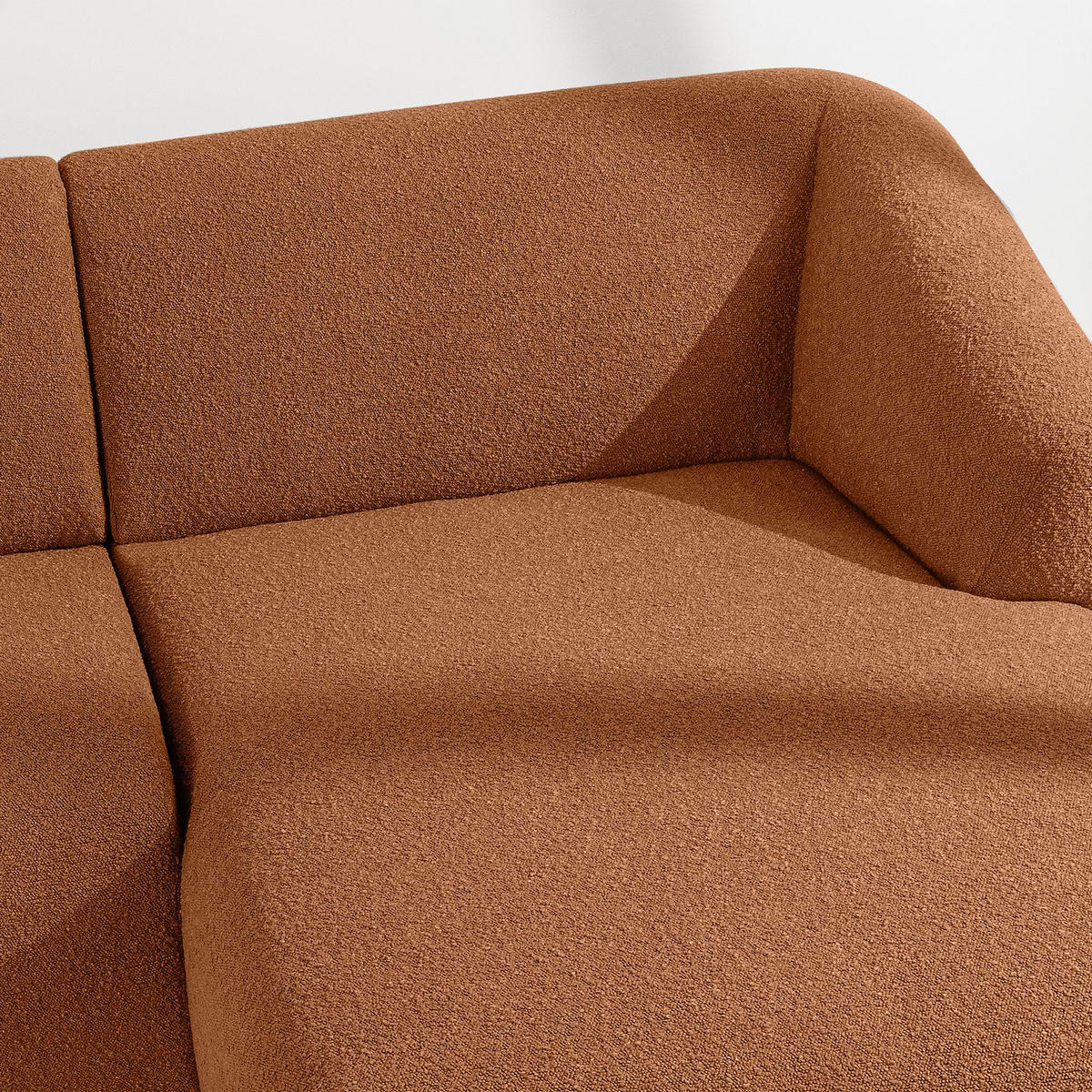 ECKSOFA RECHTS VIRA, Rost, Bouclé - Rotbraun/Schwarz, Holz/Holzwerkstoff (300/160cm) - KONSIMO®
