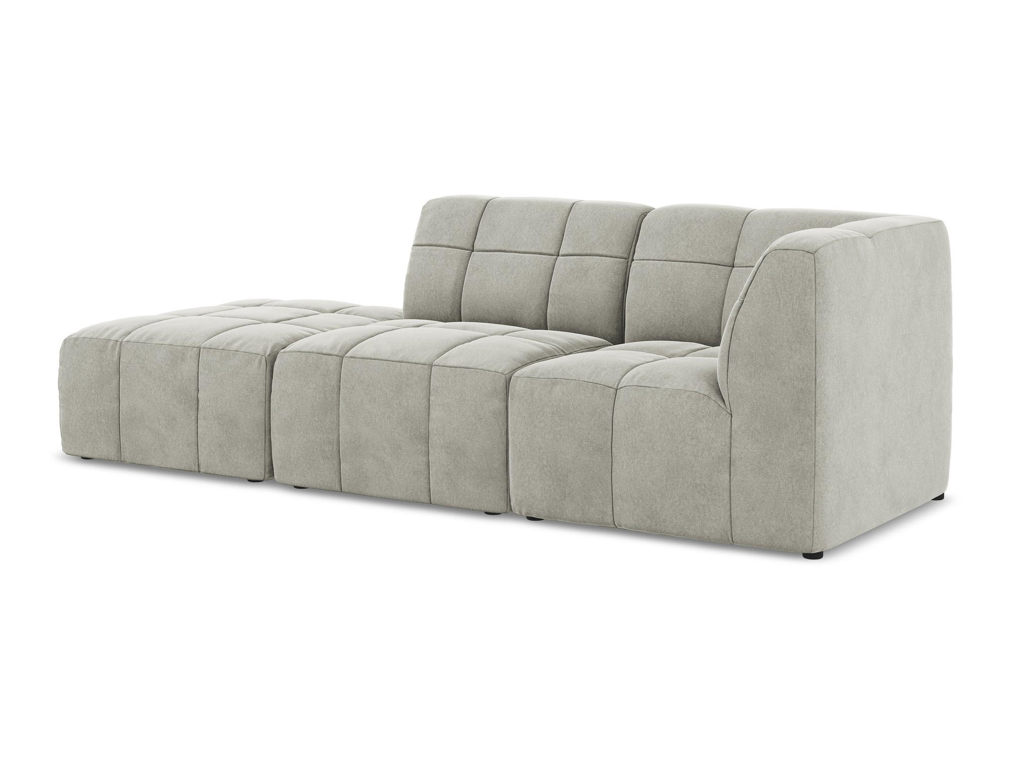 ECKSOFA Links Samt Stoff Grau - Hellgrau/Schwarz, Holzwerkstoff/Kunststoff (240/90cm) - Makamii