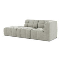 ECKSOFA Links Samt Stoff Grau - Hellgrau/Schwarz, Holzwerkstoff/Kunststoff (240/90cm) - Makamii