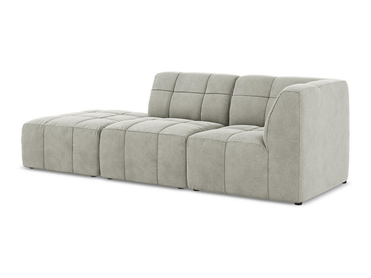 ECKSOFA Links Samt Stoff Grau - Hellgrau/Schwarz, Holzwerkstoff/Kunststoff (240/90cm) - Makamii