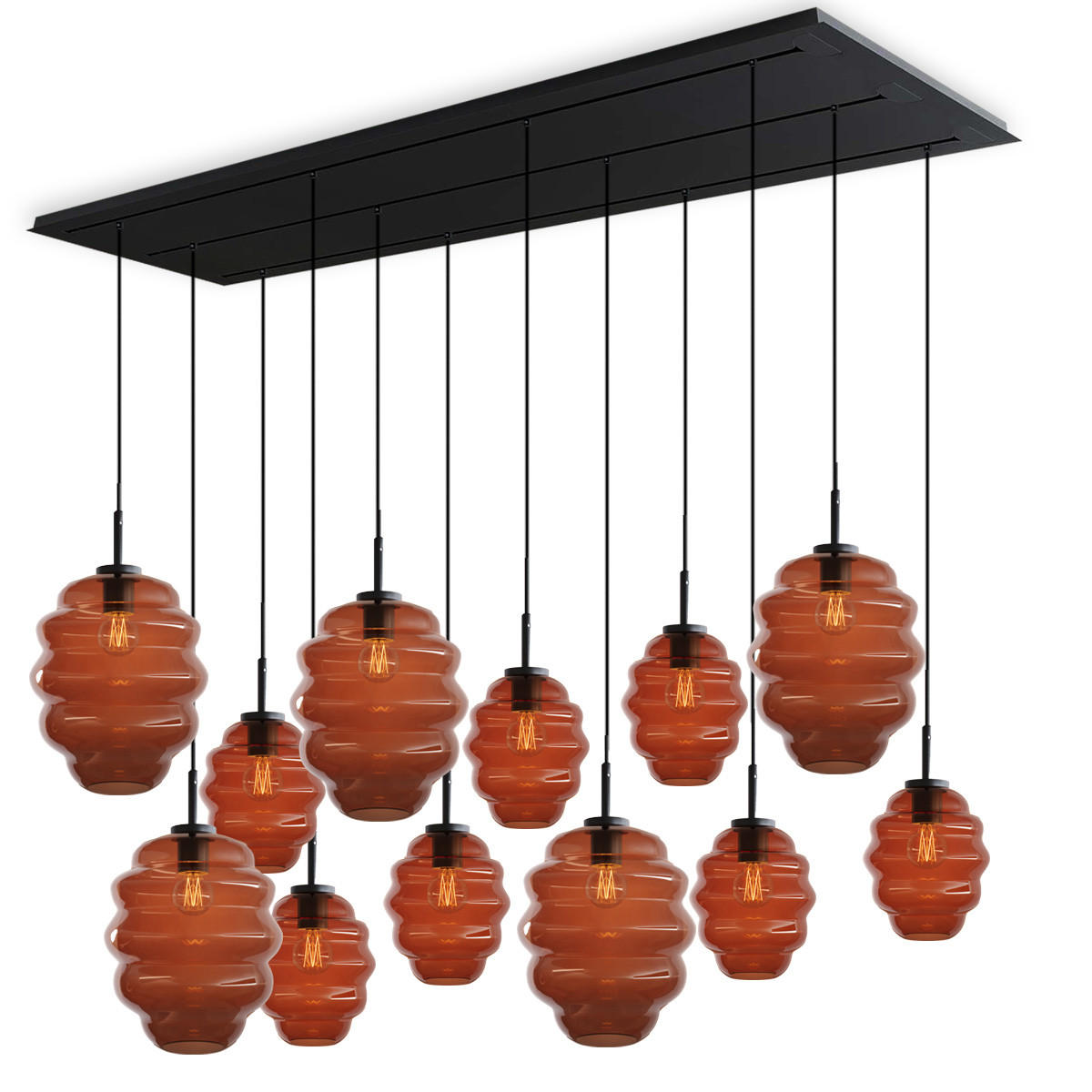 HÄNGELEUCHTE Echos 12-flammig Braun Ø 18/25cm - Schwarz/Braun, Glas (18/18/20cm) - s.luce