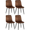 STUHL 4er Set Samt Braun - Schwarz/Braun, Textil/Metall (45/88/53cm) - CLP