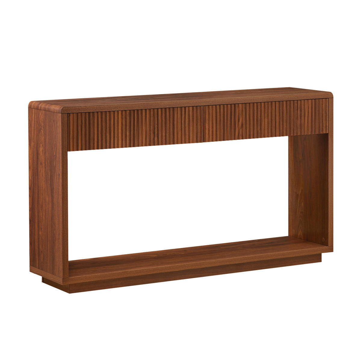 KONSOLENTISCH aus Spanplatte und MDF 150x35x85 cm Nussbaum mit 2 Schubladen und offenem Ablagefach - Walnussfarben, Holzwerkstoff (150/35/85cm) - IVMEU