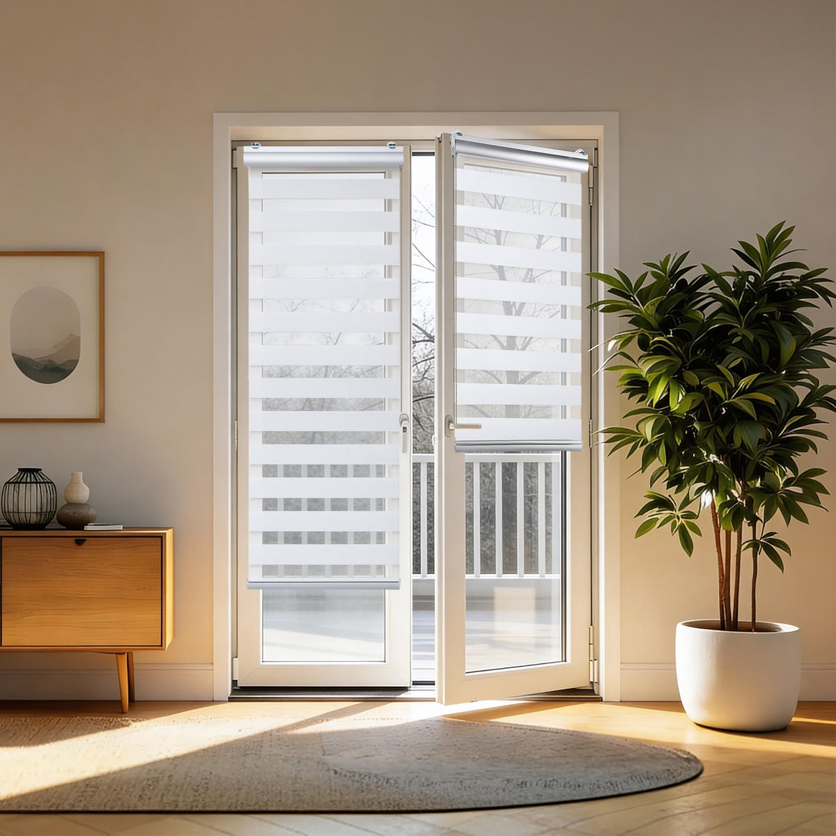 TAG-UND-NACHT-ROLLO Plus Easyfix Weiß 100x250 - Weiß, Kunststoff (100/250/1cm) - STORESDECO