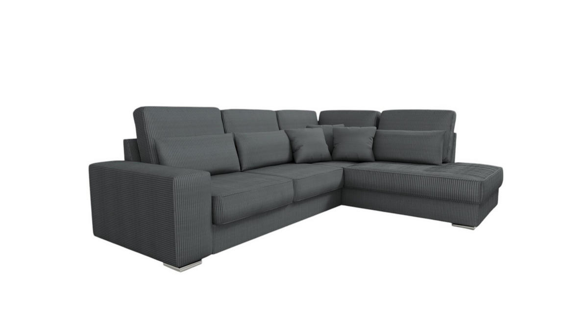 ECKSOFA Nevio Xl In Scala - Dunkelgrau, Holzwerkstoff/Textil (312/226cm) - Fun Möbel