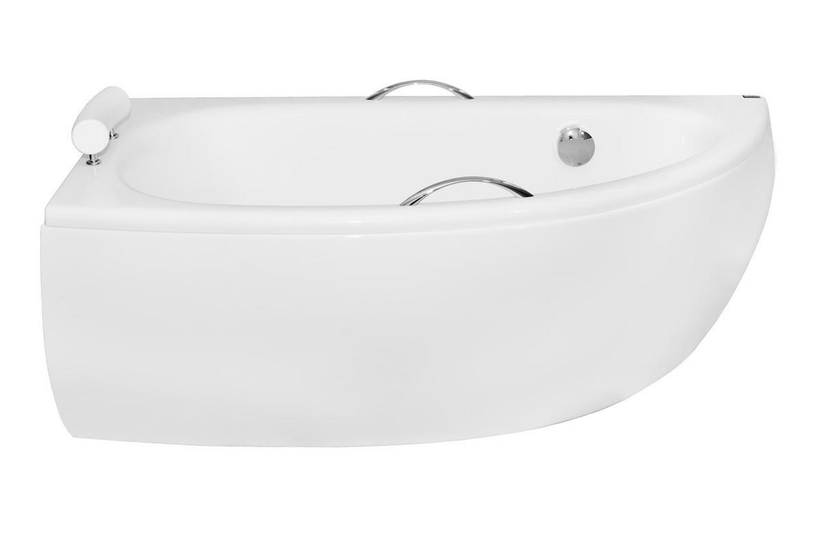 BADEWANNE Eckwanne MILENA 150/70 Links mit Schürze Ablauf Füße - Weiß, Kunststoff (70/53.5/150cm) - bad land
