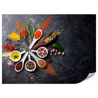 FOTOTAPETA Pre Kuchyňu Orientálne Bylinky Korenie Lyžice 150 x 105 cm - oranžová/hnedá, papier (150/105cm) - Muralo