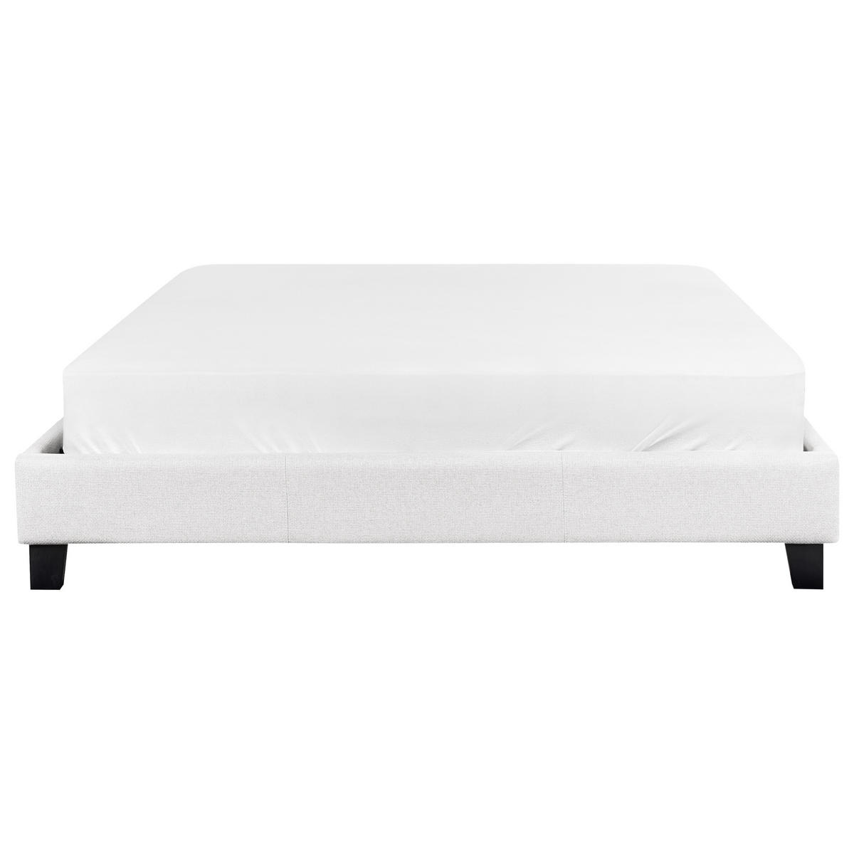 BETT 160/200 cm Hellgrau Roanne - Hellgrau/Braun, Textil (160/200cm) - Beliani