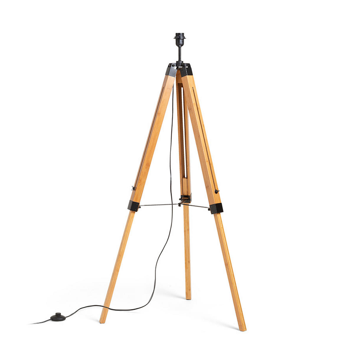 STEHLEUCHTE ALVIS bamboo black Bambus 15 W - Schwarz, Naturmaterialien (65/65/121cm) - Rendl