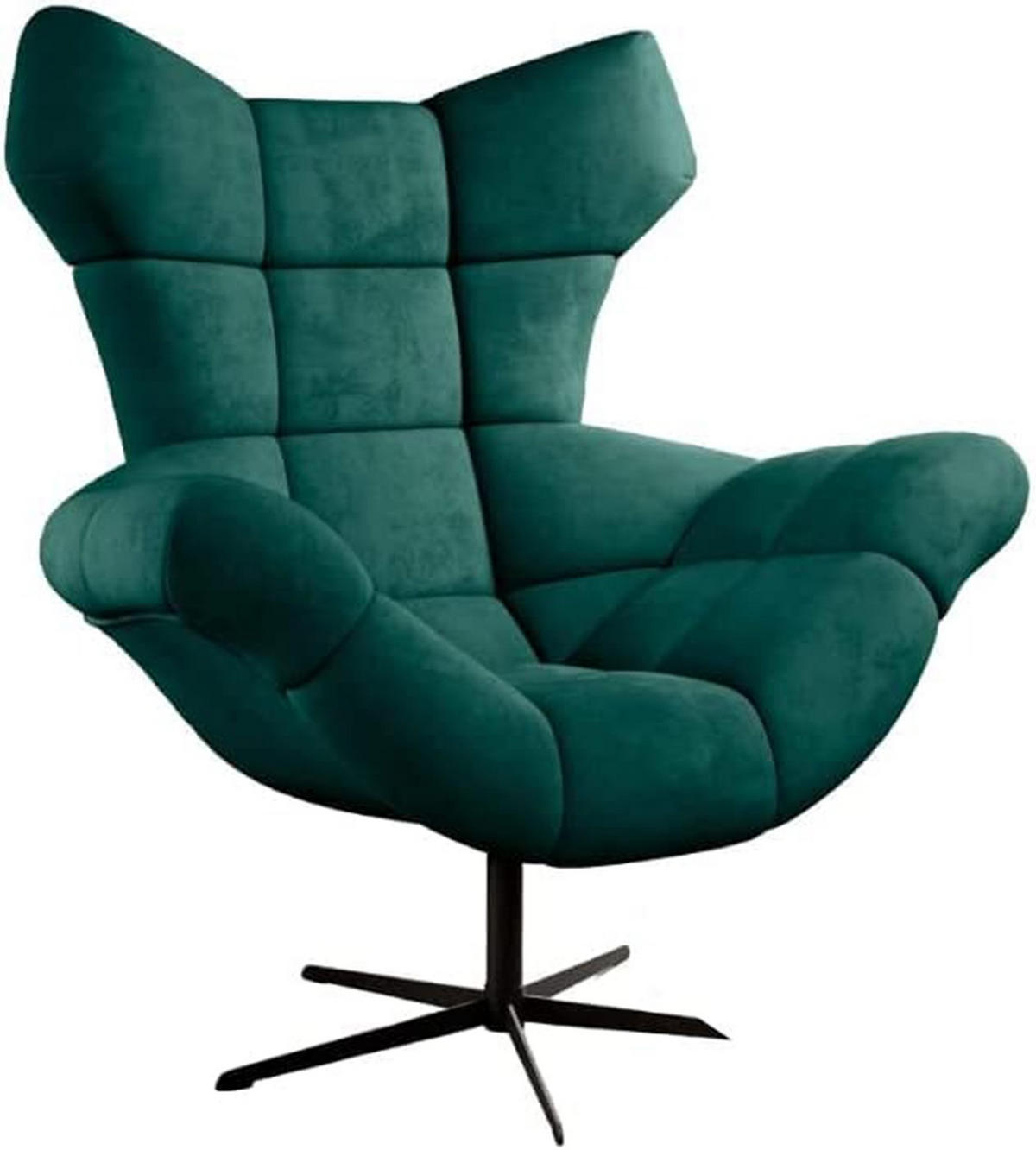 SESSEL SENSI Relaxstuhl mit 360° Drehung und Schwingfunktion – Lux-Schaumkissen, Grün, 104x46x119 cm - Schwarz/Grün, Holz/Textil (104/119/84cm) - DomoHome