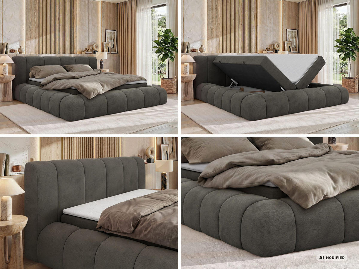 AMERICKÁ POSTEĽ NUBEA 140/200 - Tmavosivá Samet - Topper Visco - H4 (tvrdý) - čierna/tmavosivá, textil/plast (140/200cm) - MKS