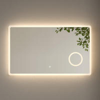 BADSPIEGEL mit Uhranzeige Beleuchtung mit Integriertem Schminkspiegel 100/60 cm - Weiß, Glas (60/3.5/100cm) - EMKE