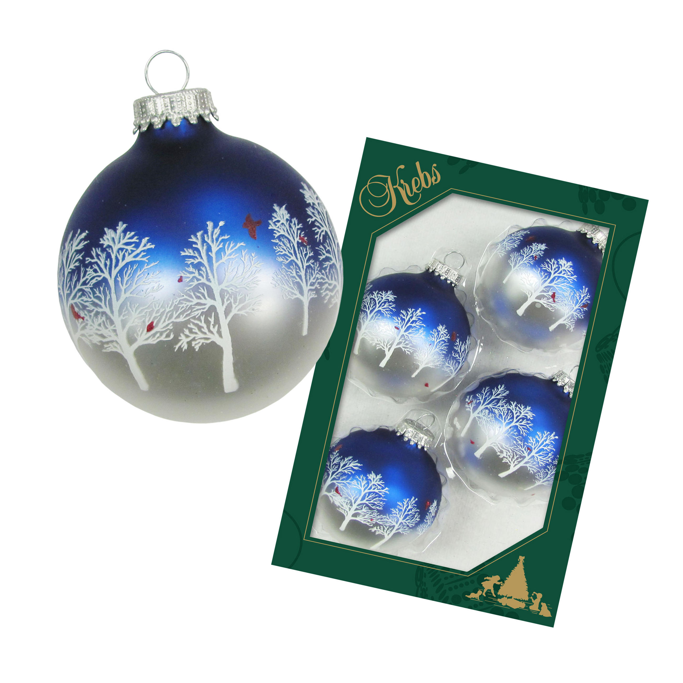 Krebs Glas Lauscha Christbaumkugeln Blau 7x7x7 cm