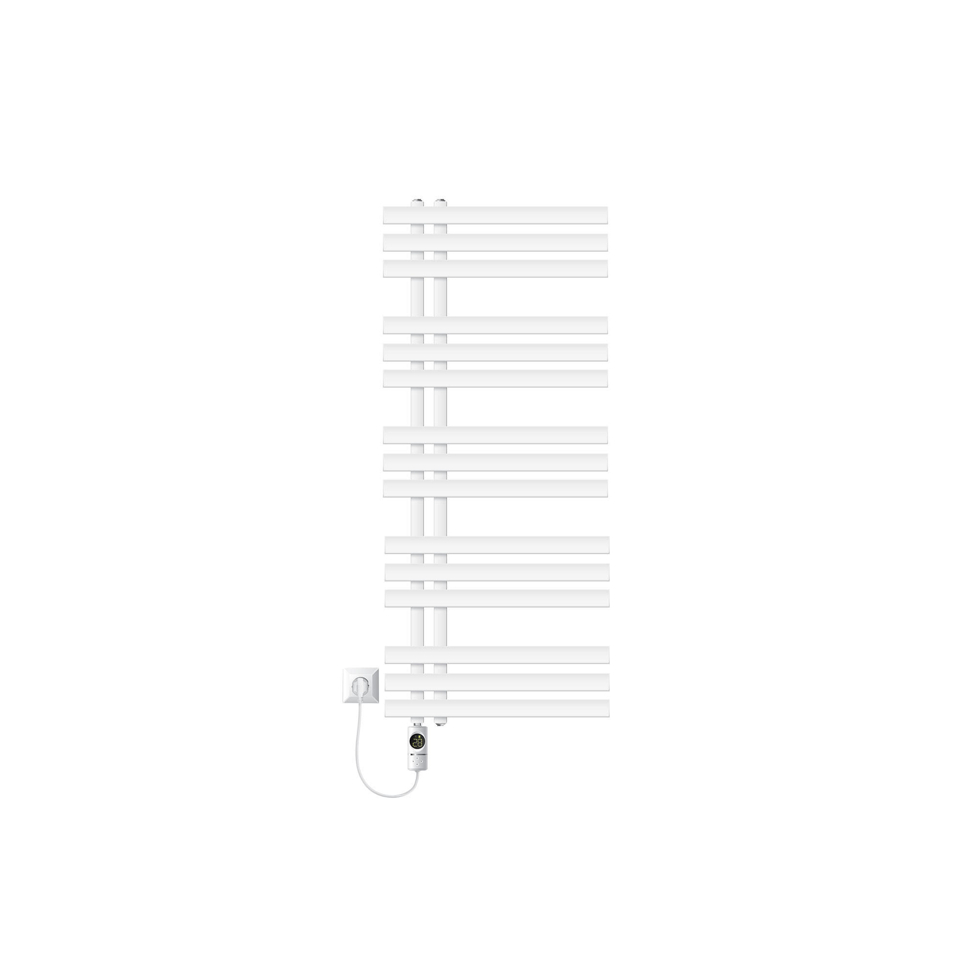 BADHEIZKÖRPER elektrisch IRON EM 500x1200 mm Weiß mit Heizstab 1200W Digital - Weiß, Metall (50/120/3cm) - LuxeBath